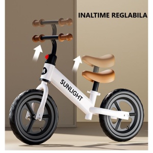 Bicicleta de Echilibru, Pentru Copii, Flippy, Fara Pedale, Cu Doua Roti, 2-6 Ani, Inaltime Reglabila, 82 x 55 x 45 cm, Alb - Img 2