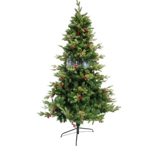 Brad Artificial de Craciun Bogat, Decorat cu Conuri Pin Rosii, pentru Interior/Exterior, Inaltime 120 cm, Flippy, Verde, suport metalic inclus - Img 7