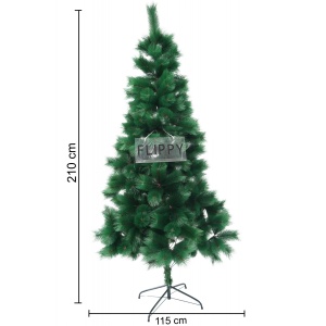 Brad artificial de Craciun tip pin, inaltime 210 cm, diametru 115 cm, 350 ramuri cu ace 3D 12 cm, Flippy, verde, suport metalic inclus - Img 6