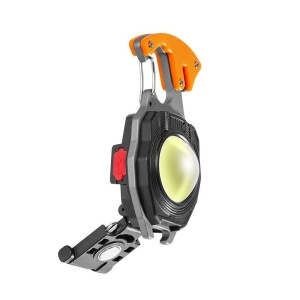 Breloc Multifunctional, Flippy, Model W5147, Kit Supravietuire, Lanterna, Bricheta, Fluier, din ABS/Aluminiu, Alimentare USB, Negru/Portocaliu - Img 1