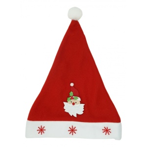 Caciulita de Mos Craciun, Flippy,cu model de Mos Craciun si ornament fulg de nea, rosie, marime universala, material textil - Img 1