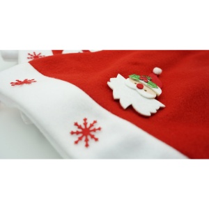 Caciulita de Mos Craciun, Flippy,cu model de Mos Craciun si ornament fulg de nea, rosie, marime universala, material textil - Img 5