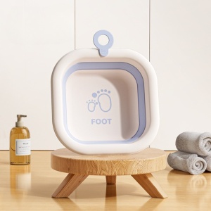 Cada Pliabila pentru Baie pentru Copii, Flippy, Cadita pentru Bebelusi, Model Patrat pentru Picioare, Albastru, 30x30x3.5 cm, 3.5 L - Img 3