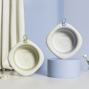 Cada Pliabila pentru Baie pentru Copii, Flippy, Cadita pentru Bebelusi, Model Romb cu Balon, Verde, 31.5x31.5x3.5 cm, 3L - Img 3