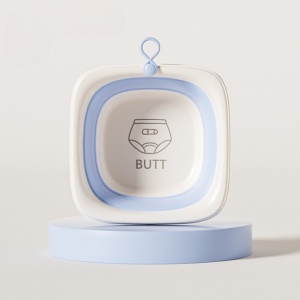 Cada Pliabila pentru Baie pentru Copii, Flippy, Cadita pentru Bebelusi, Model Patrat pentru Fundulet, Albastru, 32x27.5x3.7 cm, 4 L - Img 2