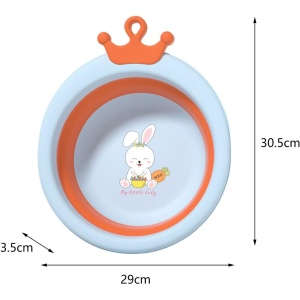 Cada Pliabila pentru Baie pentru Copii, Flippy, Cadita pentru Bebelusi, Model Rotund cu Iepuras, Blue, 30x31x3.5 cm, 3.3 L - Img 3