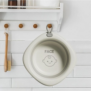 Cada Pliabila pentru Baie pentru Copii, Flippy, Cadita pentru Bebelusi, Model Romb pentru Fata, Gri, 31.5x31.5x3.5 cm, 3L - Img 2