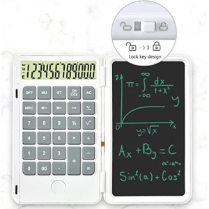 Calculator de Mana Reincarcabil cu Tabla de Scris, Flippy, Calculator Portabil, Ecran LCD, Afisaj cu 12 Cifre, Ecran de 15 cm, Culoare Alb - Img 3