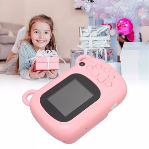Camera Instantanee pentru Copii, Flippy, Camera Frontala + Selfie, cu Functie de Printare, Cablu USB-C, Bluetooth, Compatibil iOS/Android, Imprimare APP, Model Iepure Love, Roz - Img 3