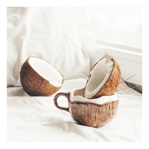 Cana din Ceramica, Flippy, 201-300 ml, cu Lingurita, Model Nuca de Cocos, Maro - Img 7