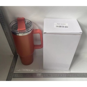 Cana Termos din Plastic, Flippy, pentru Bauturi Calde si Reci, cu Maner, 9.9x9.9x27 cm, Portocaliu - Img 2