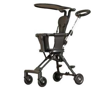 Carucior Pliabil, Flippy, 1-3 Ani, Reversibil, 4 Roti, Parasolar, din Aliaj de Aluminiu + Plastic + Textil, 52 x 42 x 90 cm, Negru