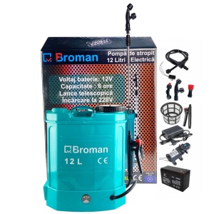 *Cel mai bun pret* Pompa de stropit cu acumulator Broman 12 L, 12 V, 2.4 MPA, timp functionare 6 ore