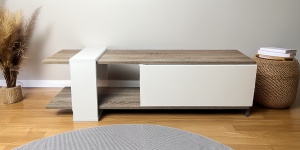 Comoda TV Heden, alb si trufe, 120x25x37 cm - Img 4