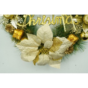Coronita de Craciun pentru usa, Verde-Auriu, 40 cm, PVC, Artificiala, Decorata, Interior/Exterior, Flippy - Img 8