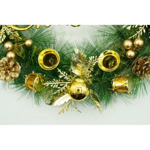 Coronita de Craciun pentru usa, Verde/Auriu, 40 cm, PVC, Artificiala, Decorata, Interior/Exterior, Flippy - Img 9