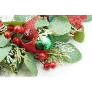 Coronita de Craciun pentru usa, Verde/Rosu, 40 cm, PVC, Artificiala, Decorata, Interior/Exterior, Flippy - Img 9