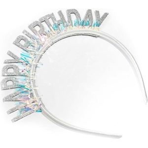 Coronita Decorativa pentru Petreceri, Flippy, Tema Aniversare, Model Happy Birthday, Marime Universala, Argintiu - Img 6