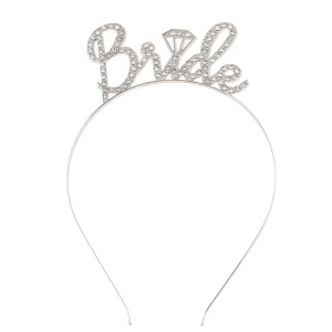 Coronita pentru Mireasa, Flippy, Bentita cu Scris Bride, cu Cristale, Marime Universala, Alba - Img 1