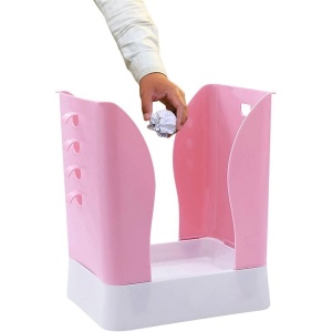 Cos de Gunoi Extensibil, Flippy, din Plastic, Reglabil, Pliabil, Versatil, pentru Bucatarie, Baie sau Birou, Cos Universal, 21x25x17 cm, Roz Alb - Img 8