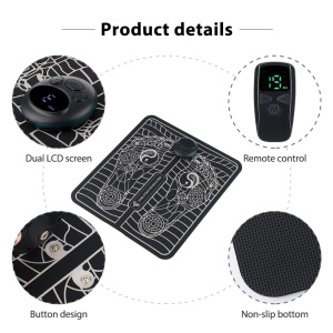 Covoras de Masaj pentru Picioare, EMS, 4 Niveluri de Intensitate, Incarcare USB, Ecran LED, Telecomanda Inclusa, Negru - Img 3