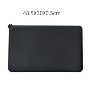 Covoras din silicon pentru animale Flippy, pentru bol de apa si mancare, antiderapant, margini ridicate pentru a mentine apa, 48.5x30 cm, Negru - Img 5
