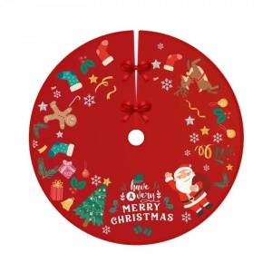 Covoras pentru Bradul de Craciun, Flippy, din Tesatura Pufoasa, cu Fundite de Prindere, Model Mos Craciun, Rosu, Diametru 90 cm - Img 11