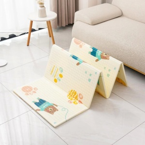 Covoras pentru Copii, Flippy, cu 2 Fete, Model Zmeu/Ursi, din XPE+PE, Impermeabil, Antiderapant, Protectie Termica, +3 Luni, Pliabil, 150 x 200 x 1.5 cm, Multicolor - Img 5