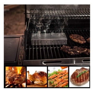 Cutie de afumator pentru gratar Flippy, Inox, 9.6x4.4x22.2 cm, Argintiu - Img 3