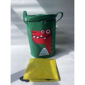 Cutie de Depozitare 2In1, Flippy, Impermeabila, Covor pentru Jucarii si Lego 150cm, Capacitate Mare, cu Manere, cu Sfori, Inaltime 40cm, Model Crocodil, Verde - Img 2