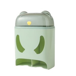 Cutie de Depozitare, Flippy, Montare Perete, Adeziv, Fara Perfoare, din ABS, Model Urs, 18 x 11 x 25 cm, Verde - Img 1