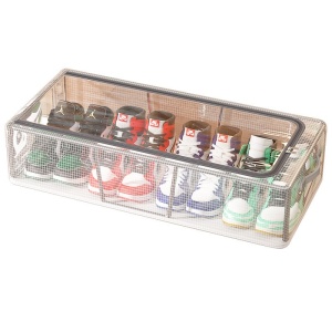 Cutie de Depozitare pentru Pantofi, Flippy, 60*30*21CM , din Plasa PVC Impermeabila si Cadru de Otel, Pliabila, Fermoar Bidirectional, Transparenta - Img 8