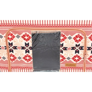 Cutie de Depozitare Pliabila, Flippy,100 L din Bumbac si In, 60X42X40 cm, Fereastra Frontala, 2 Usi de Acces cu Fermoar Bidirectional, Cadru Metalic, Suport Baza Stabil din Plastic, Motiv Traditional Model 1 - Img 4