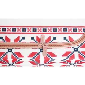 Cutie de Depozitare Pliabila, Flippy,100 L din Bumbac si In, 60X42X40 cm, Fereastra Frontala, 2 Usi de Acces cu Fermoar Bidirectional, Cadru Metalic, Suport Baza Stabil din Plastic, Motiv Traditional Model 2 - Img 4