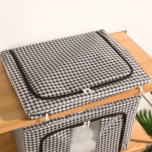 Cutie de Depozitare Pliabila, Flippy, Cu fermoar Bidirectional, 100 L, Textil, 60x42x40 cm, Cadru Metalic, o Fereastra, Suport Baza Stabil din Plastic, Design Zebra, Alb Negru - Img 8
