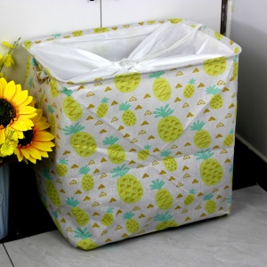Cutie de Depozitare Pliabila, Flippy, Impermeabila, cu Snur, Capacitate 100 L, cu Manere, 50x50x40cm, Model Ananas, Galben - Img 3