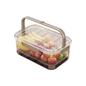 Cutie de Depozitare Portabila, Flippy, cu Separator pentru Gheata si Scurgere, Mentine Rece, Caserola Pranz, 25x16.5x11.5 cm, Gri/Transparent