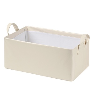 Cutie de Depozitare Tip Cos, Flippy, Material Piele Ecologica, Pliabila, 47x28x20 cm, 26 l, Cadru Metalic, cu Manere, Bej - Img 10