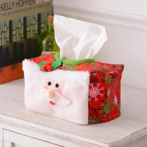 Cutie Decorativa pentru Servetele, Flippy, Model Mos Craciun, Tematica Craciun, 16 x 10 cm, Rosu - Img 6