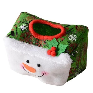 Cutie Decorativa pentru Servetele, Flippy, Model Om de Zapada, Tematica Craciun, 16 x 10 cm, Verde