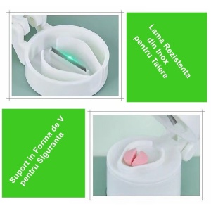 Cutie Pastile Multifunctionala, Flippy, 4 in 1, Pahar Apa, Taiere, Sfaramare, Depozitare, Compact, ABS cu Lama din Inox, Alb, 8.7x6.2x4.1 cm - Img 2
