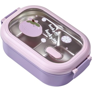 Cutie pentru Pranz sau Gustari, Flippy, cu Doua Compartimente, pentru Copii si Adulti, Etansare, PP, Perfect pentru Scoala si Birou, 1000 mL, 22.5x14.5x8 cm, Mov - Img 6