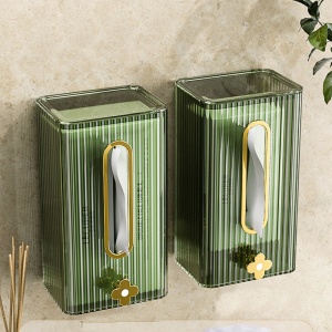 Cutie suport servetele eleganta Flippy, cu montare pe perete sau dulap, material plastic dur, 21.3 x 8.7 x 12 cm, verde - Img 9