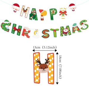 Decoratiune de Craciun, Flippy, Tip Banner, 16 Piese, pentru Usa sau Perete, Multicolor, Sfoara Inclusa, Model C - Img 2