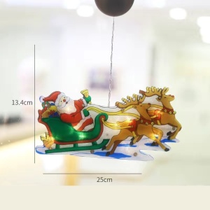 Decoratiune de Craciun pentru fereastra Flippy, Sanie cu reni, cu LED-uri, 26 cm, alb cald - Img 4