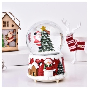 Decoratiune glob cu zapada Flippy, Mos Craciun in brad, diametru 4.5 cm, multicolor - Img 2