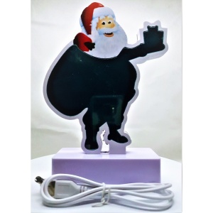 Decoratiune Luminoasa cu Baterii/USB Neon Model Mos Craciun 20 cm Alb Rece - Img 3