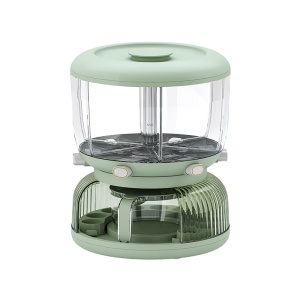 Dozator Etajat de Cereale Flippy, Rotativ 360, 6 Compartimente, Capacitate 10L, Cofraj Special pentru Oua, Vas pentru Scurgerea Cerealelor, 35x27.5 cm, Verde - Img 1