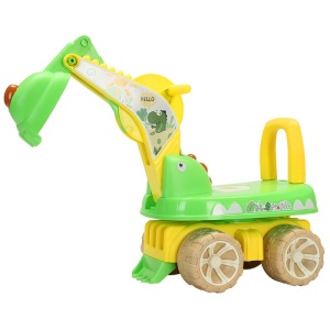 Excavator pentru Copii, Flippy, 1-3 Ani, Greutate Portanta 30 kg, Muzica si Lumini, Rotatie 360 Grade, 45 x 31 x 35 cm, 4 Roti, Verde - Img 1