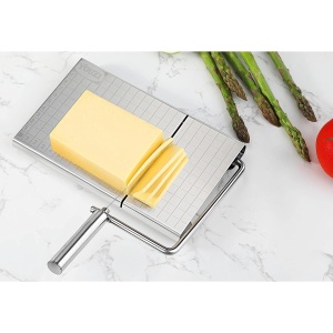 Feliator manual Flippy, pentru cascaval, salam, prajituri, unt, din otel inoxidabil, usor de curatat si utilizat, 5 lame de schimb incluse, picioare antiderapante, 21 x 12.2 x 2.8 cm, argintiu - Img 8